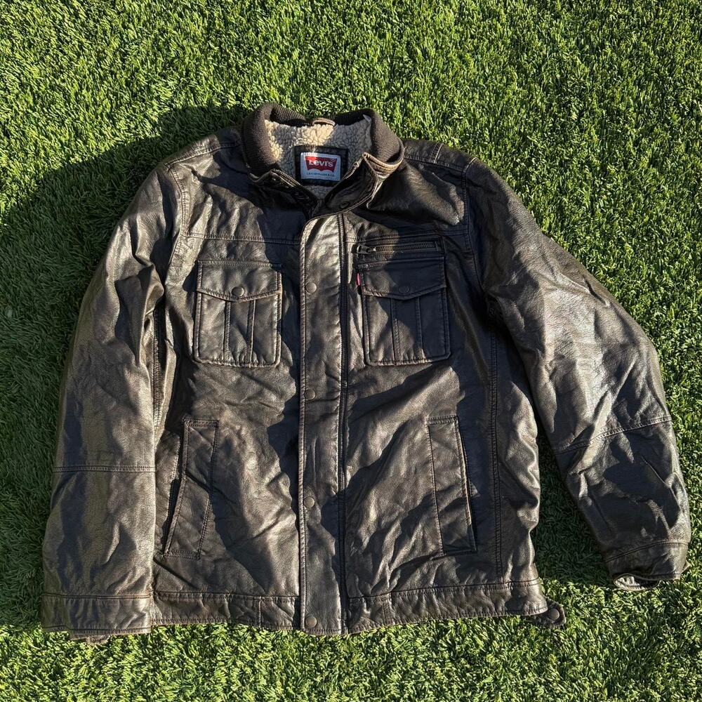 Vintage Levi's Real Leather Jacket Dark Brown Size L